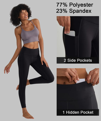 Women's Anti-Nail Yoga Leggings, Non-Transparent Tights with Phone Pockets and Tummy Control, Available in Full-Length and Capri Styles